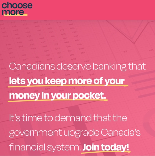 더 많은 캠페인 오픈 뱅킹 선택 - 오픈 뱅킹 지지자들과 함께 캐나다에 금융 침체 해소를 요구