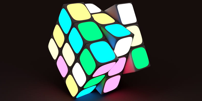 Neonkleurige Rubiks kubus
