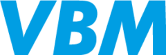 Logotipo de VBM con las letras "VBM" en azul.