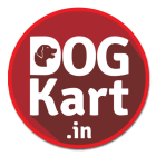 Logotipo circular de Dog Cart con Dog Kart.in escrito sobre un círculo rojo.