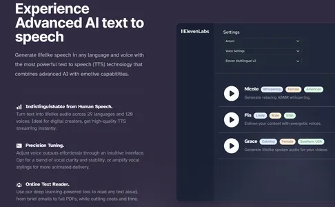 ElevenLabs homepage | Top AI Voice Generators 