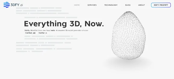 3DFY AI ホームページ | AI 3D オブジェクト ジェネレーター