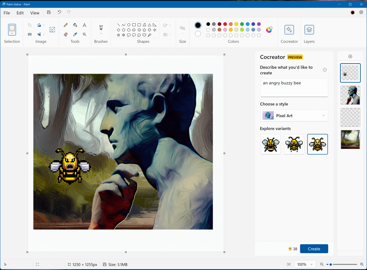 Windows 11 23H2 Actualización de Windows 2023 Pintar pintura de estatua