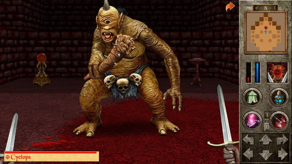 Image for our best Android RPGs. It shows a first person battle with a cyclops.
