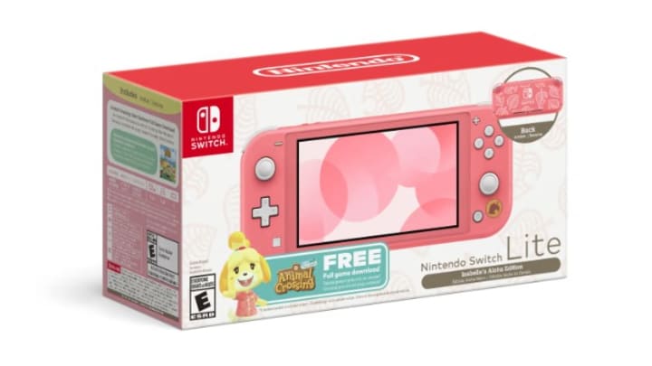 Nintendo Switch Lite (Isabelle’s Aloha Edition) Animal Crossing New Horizons Bundle