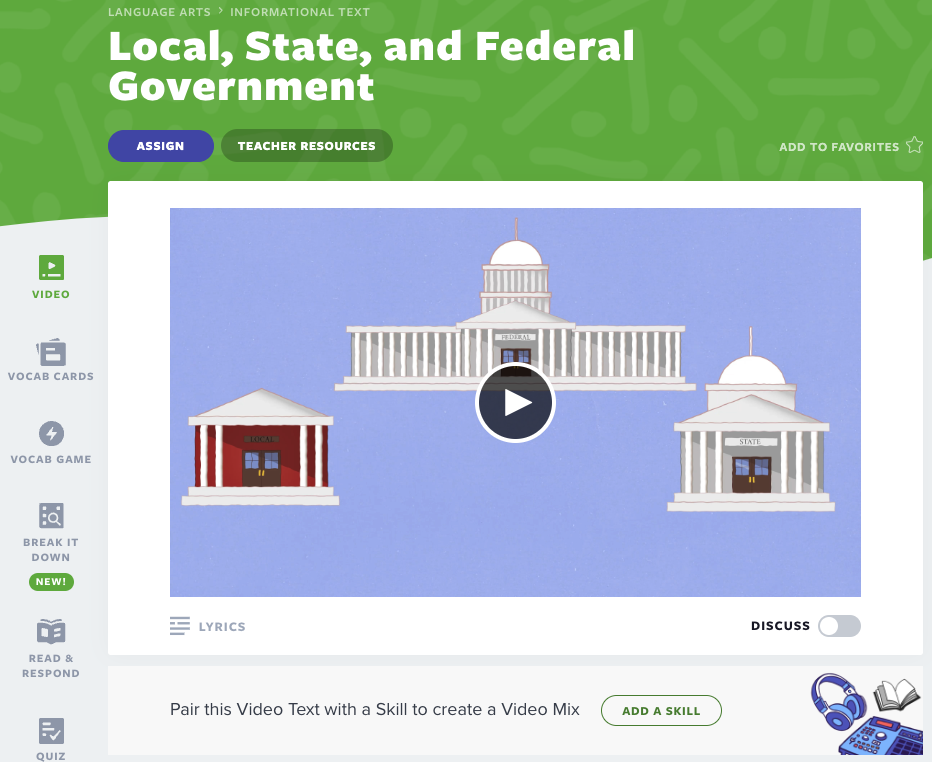 Local, State, and Federal Government video text lesson