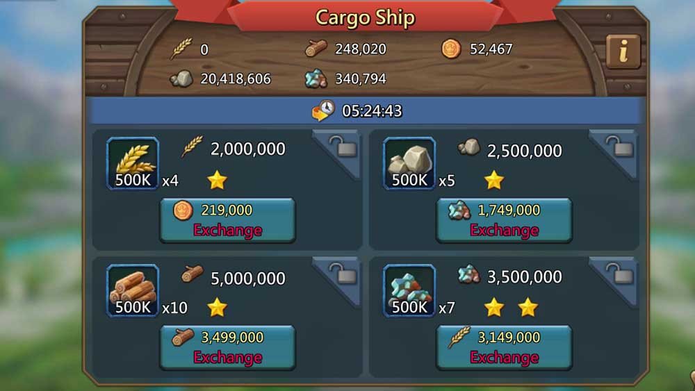 Cargo Ship Exchange Options