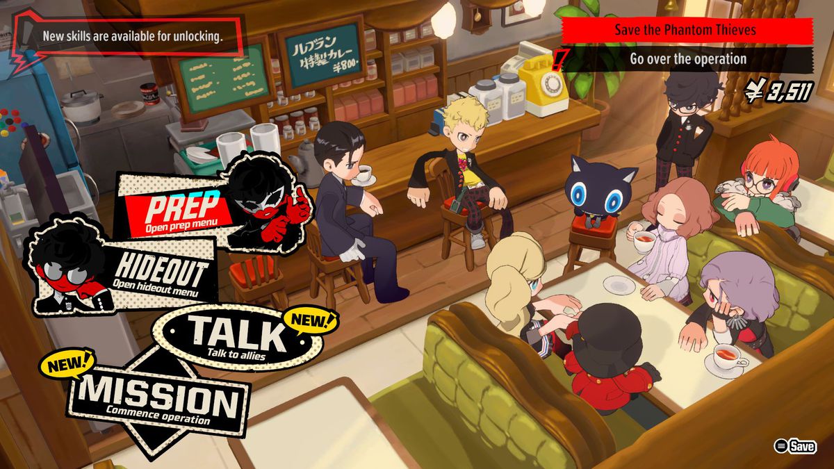 يتسكع The Phantom Thieves ويدردشون في مقهى Leblanc في لعبة Persona 5 Tactica