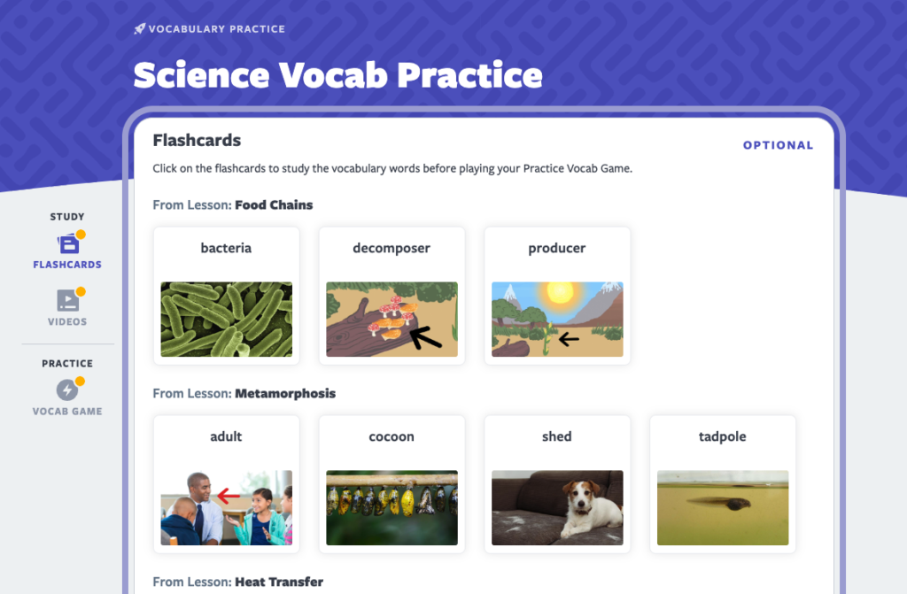 Science Vocabulary Practice Flashcards