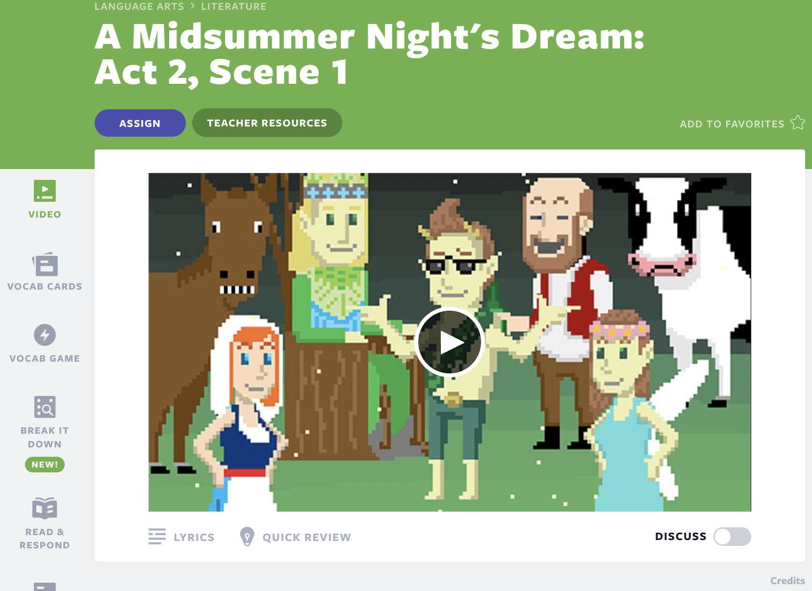 A Midsummer Night's Dream: Act 2, Scene 1 lesson cover
