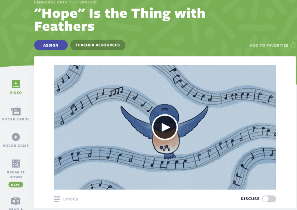 Lesomslag 'Hoop' is het ding met veren' door Emily Dickinson