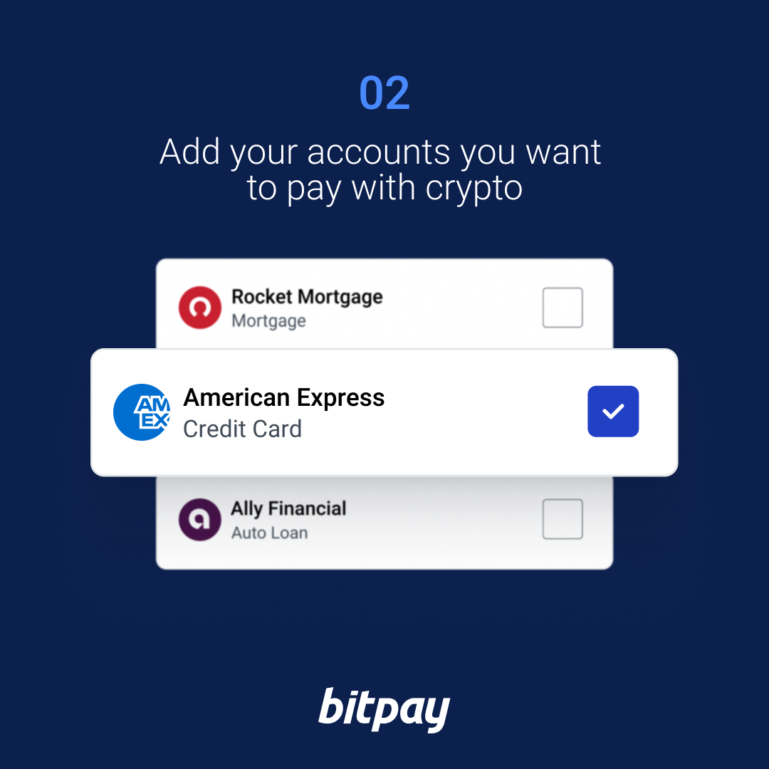 الخطوة الثانية من BitPay Bill Pay: أضف حساباتك التي تريد الدفع باستخدام العملات المشفرة