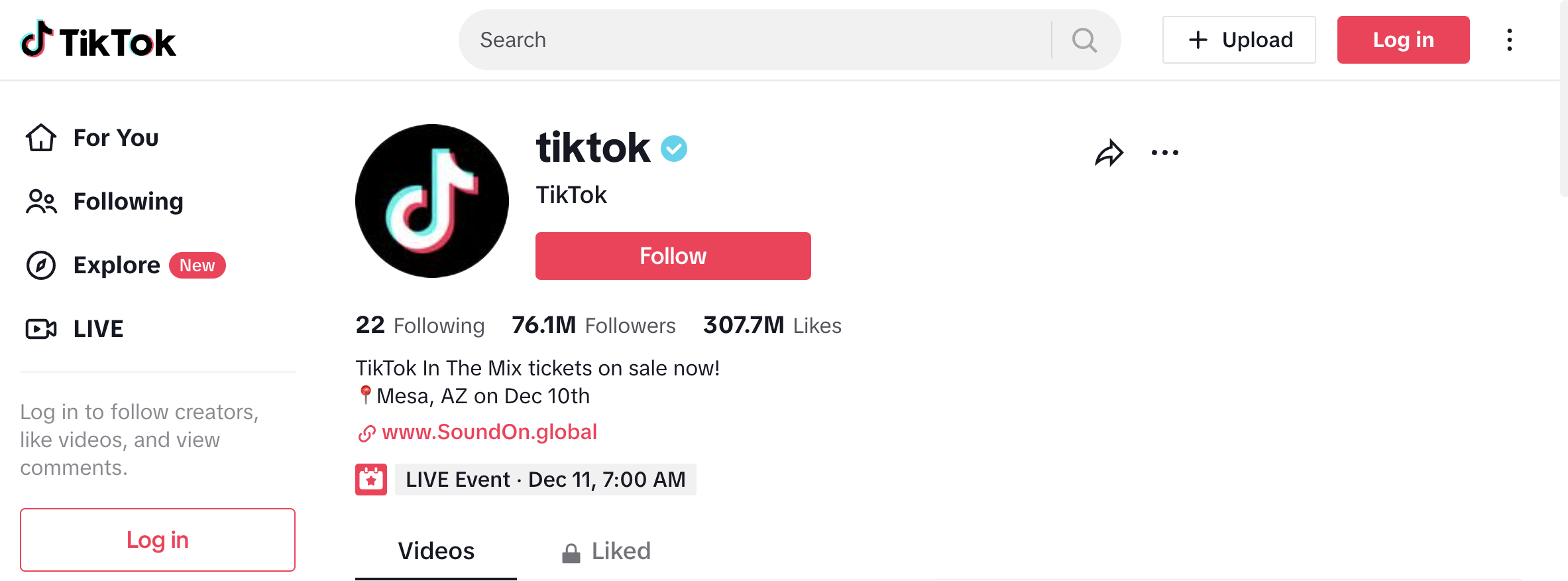Officieel TikTok-account op TikTok