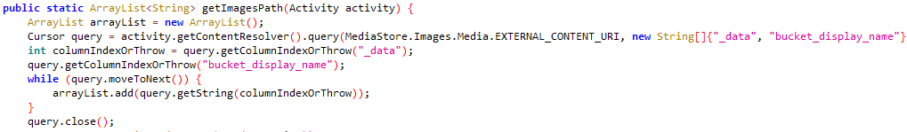 Figuur 8 Code voor het verkrijgen van afbeeldingsbestandspaden