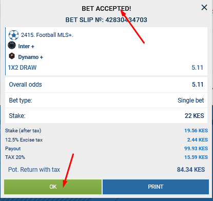 Placing a bet on 1xBet Step 3