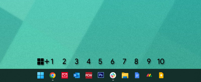 Barra de números de la barra de tareas de Windows