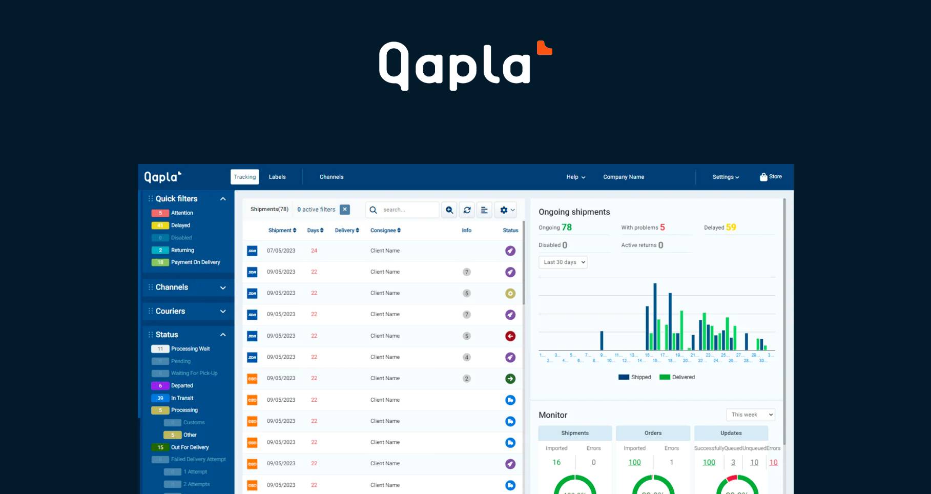 Qapla Courier programvareløsninger