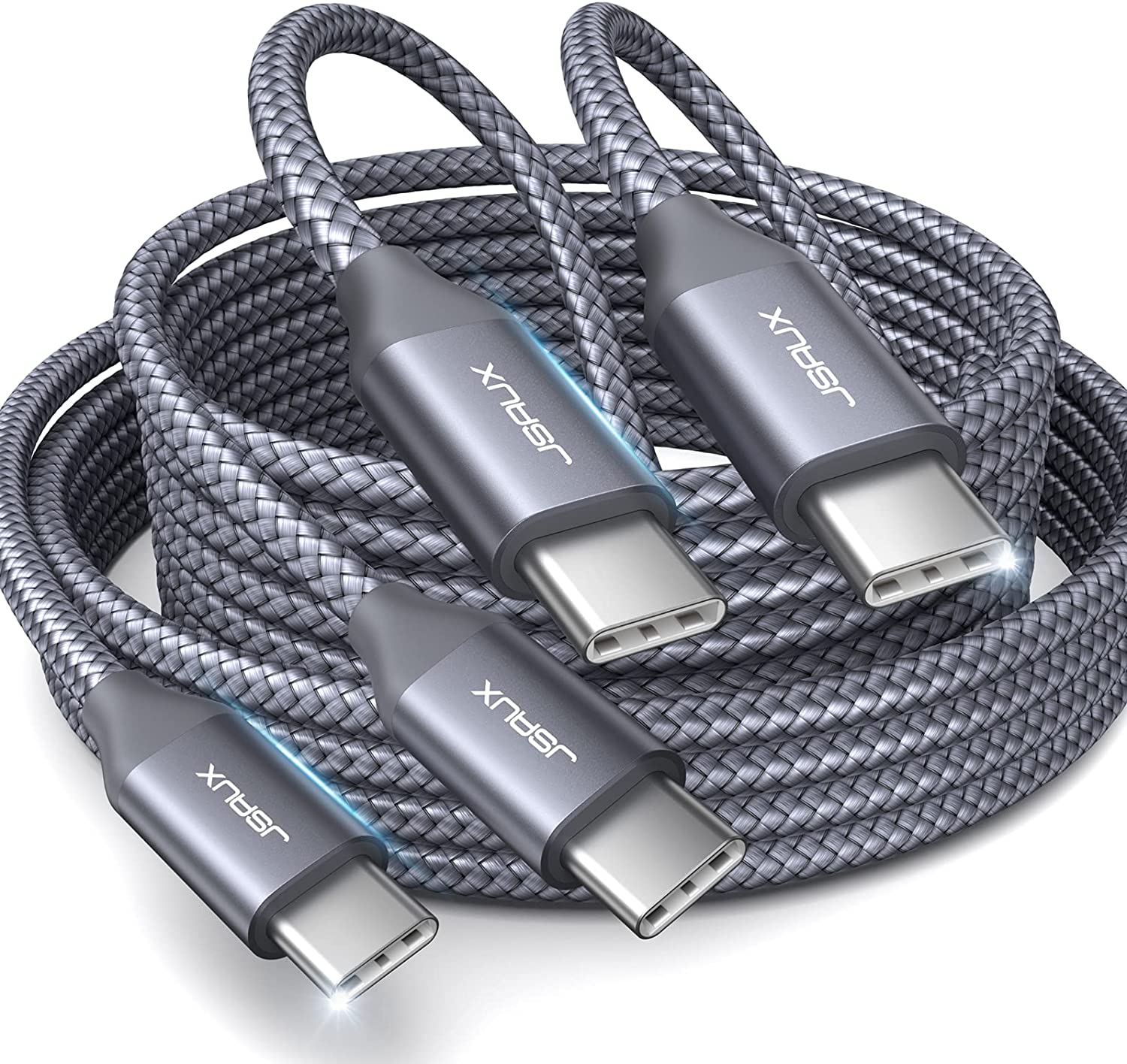 Câble JSAUX USB C vers USB C 60 W, paquet de 2