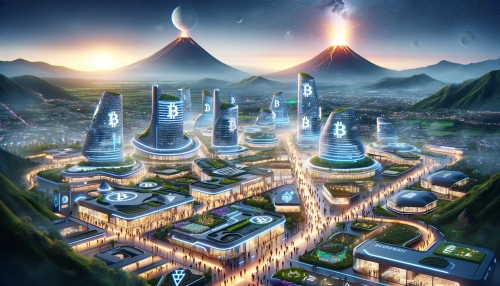 DALL E bitcoin city - El Salvador Update:  'Volcano Bonds', Bitcoin City, Crypto Visa Program