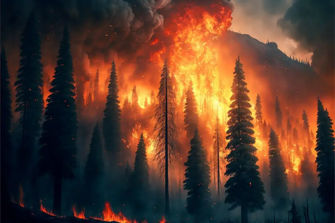 natuurbrand die het COXNUMX-compensatieproject van bossen vernietigt