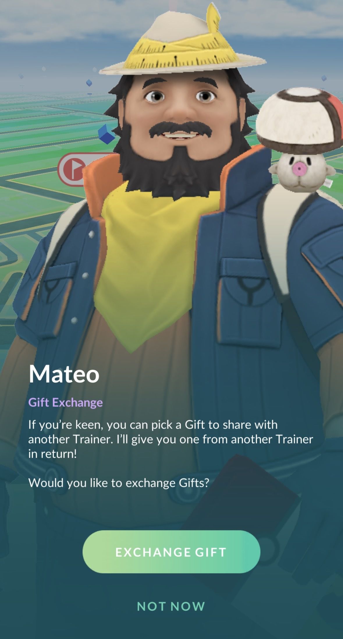 Conversing with Mateo in Pokémon Go