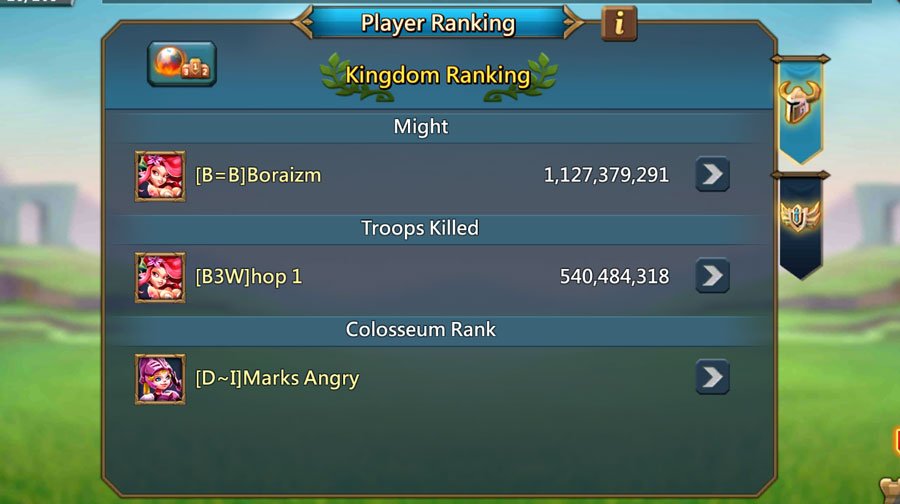 Number 1 in Colosseum on Player Ranking
