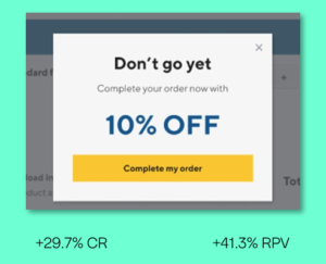 Example of an exit-intent popup with an exclusive offer on the checkout page