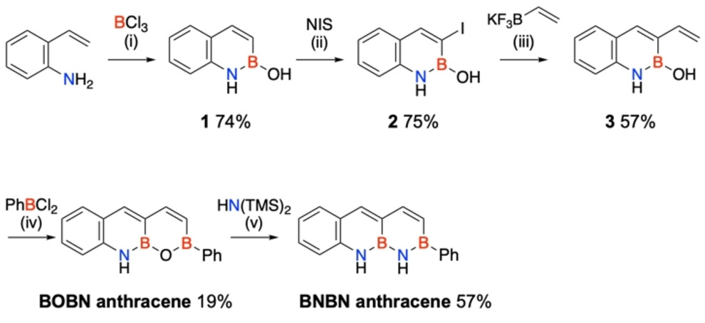 Síntesis de antraceno BOBN y antraceno BNBN.