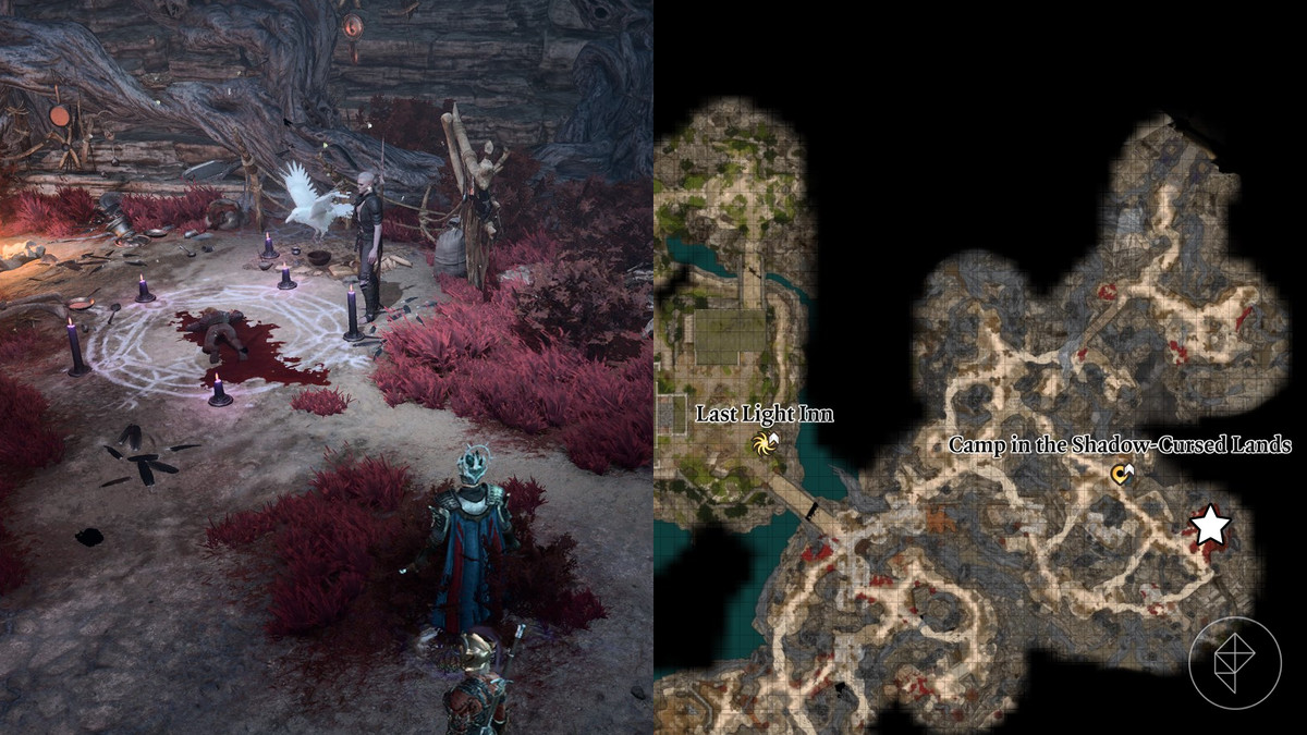 The location of He Who Was in the Shadow-Cursed Lands in Baldur’s Gate 3.