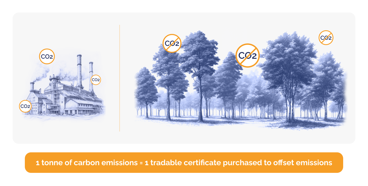 La importancia de la compensación de carbono para lograr cero emisiones netas_Ilustración de compensación de carbono_visual 2