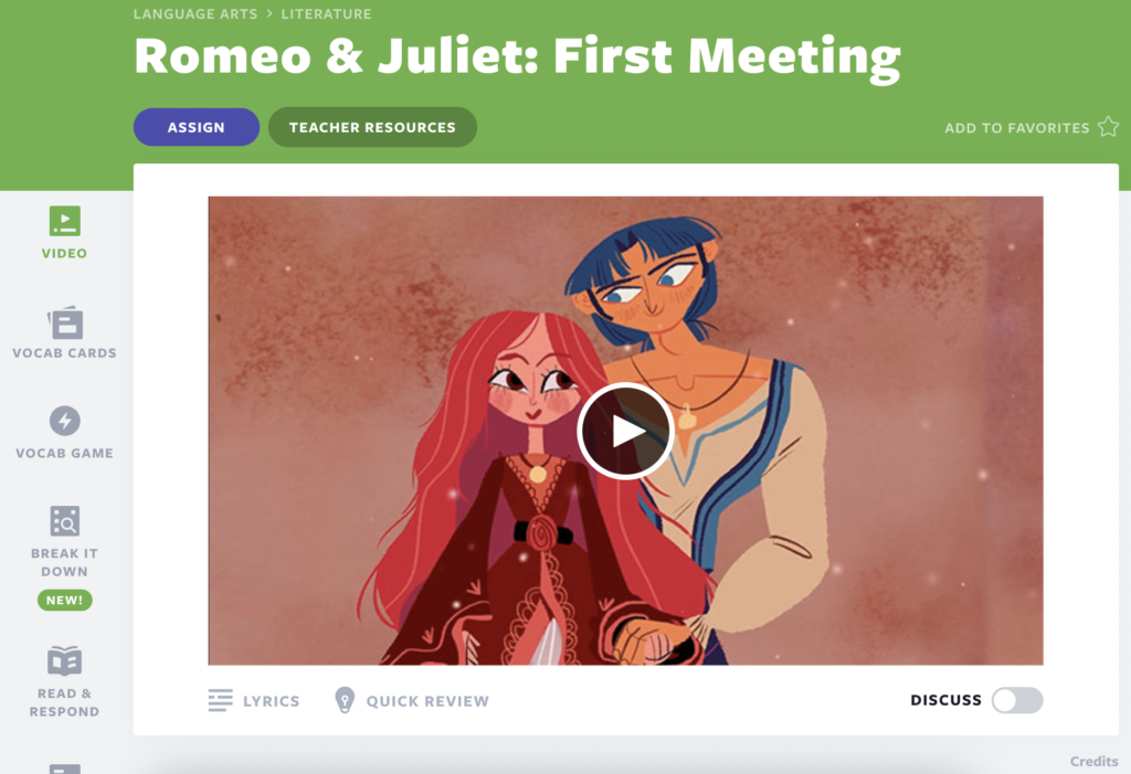 Portada de la lección del video educativo Romeo y Julieta: Primer encuentro