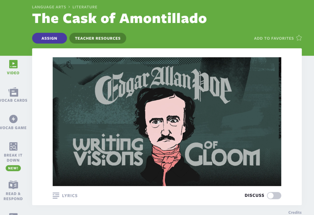 Bìa bài học video giáo dục The Cask of Amontillado
