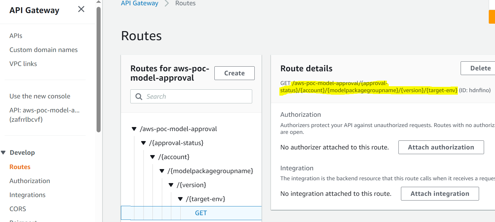 Details zur API-Gateway-Route