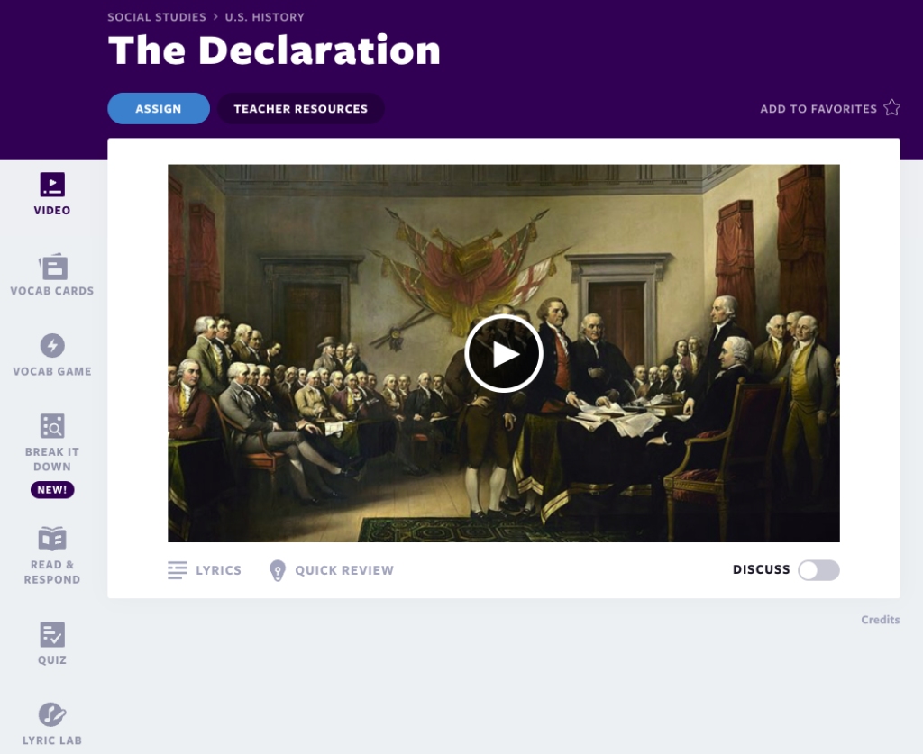 Leçon vidéo sur la Déclaration d'indépendance