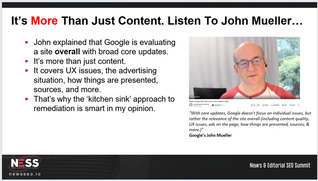 Quality is more than just content according to Google's John Mueller.