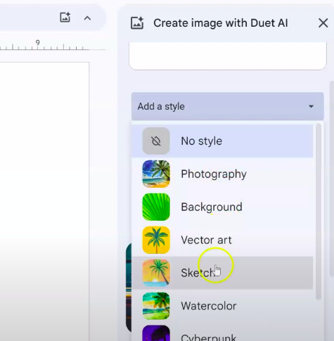 Creating AI Images using Duet AI in Google Slides