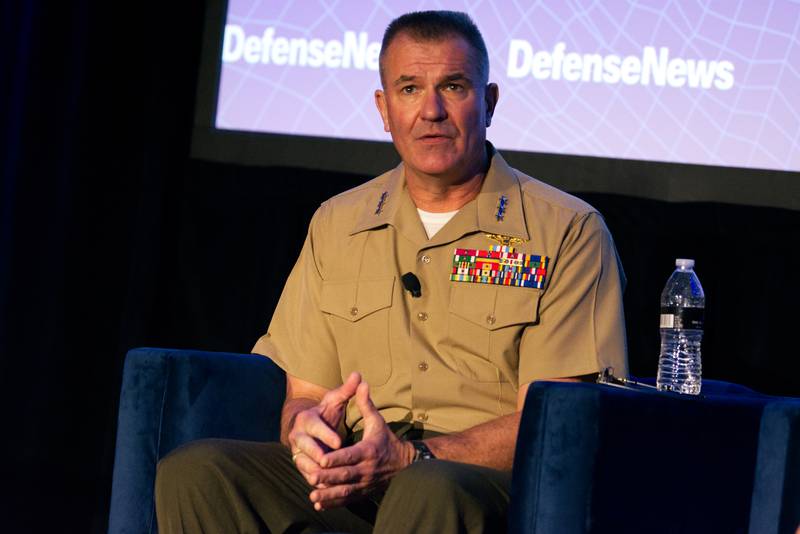 6年2023月XNUMX日、ペンタゴンシティの国防記者会見で質問に答える米国海兵隊のカーステン・ヘックル中将。