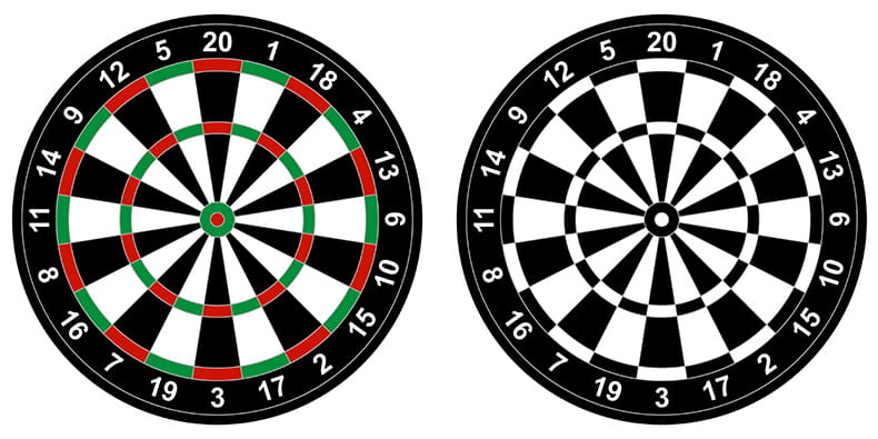 Twee dartborden van verschillende typen