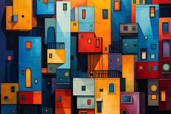 heymanifesto trừu tượng tòa nhà đầy màu sắc