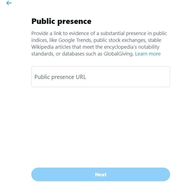 Twitter public presence