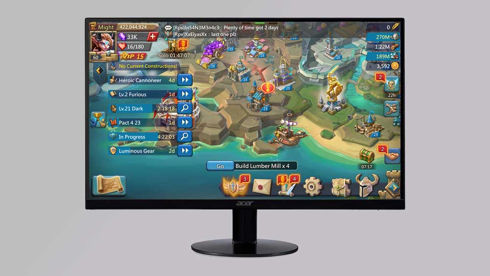 Acer SB220Q với Gaming trên màn hình