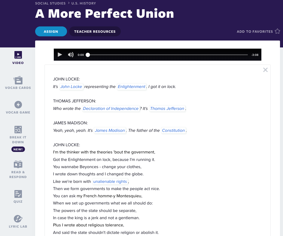 Songtext „A More Perfect Union“ von Flocabulary