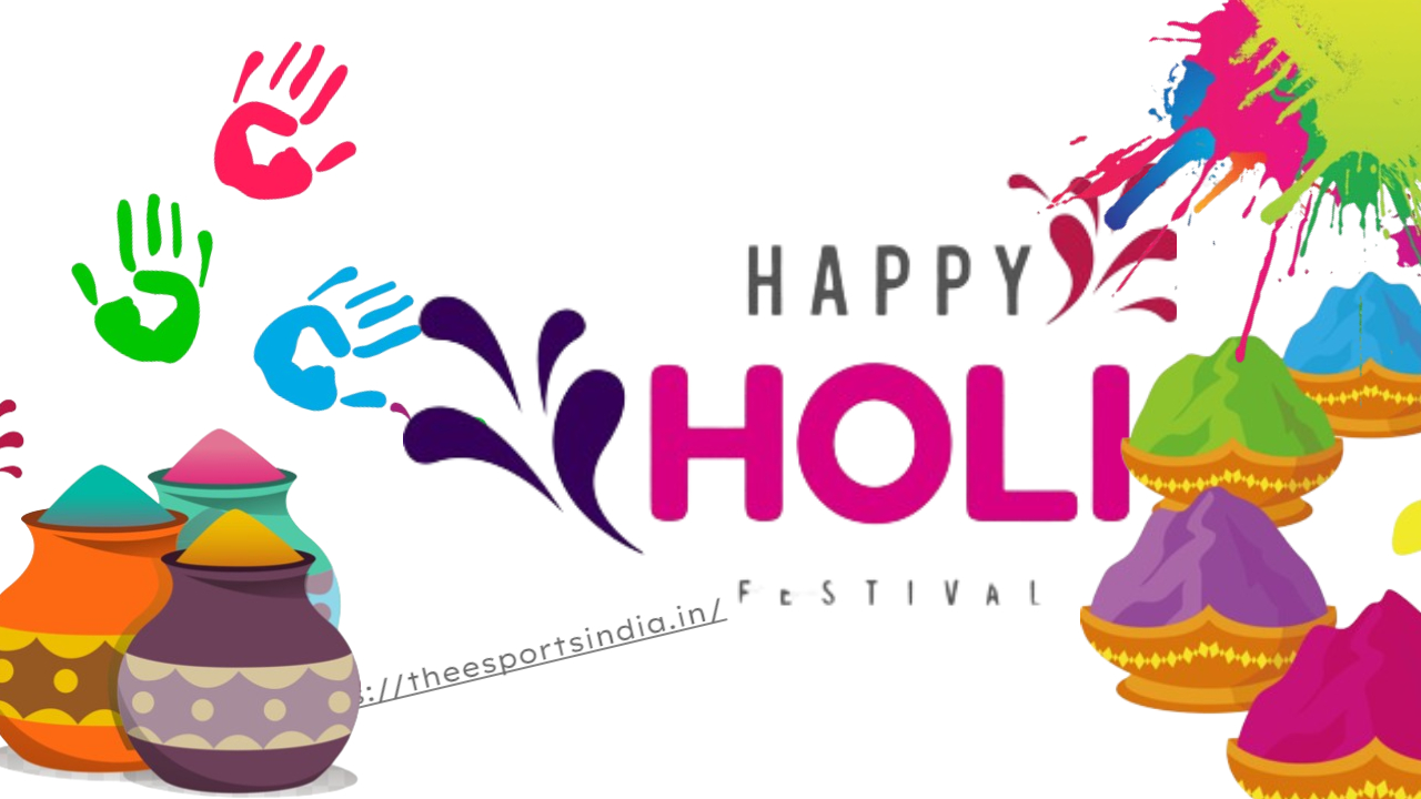 Happy Holi wenst berichten in het Engels -theesportsindia