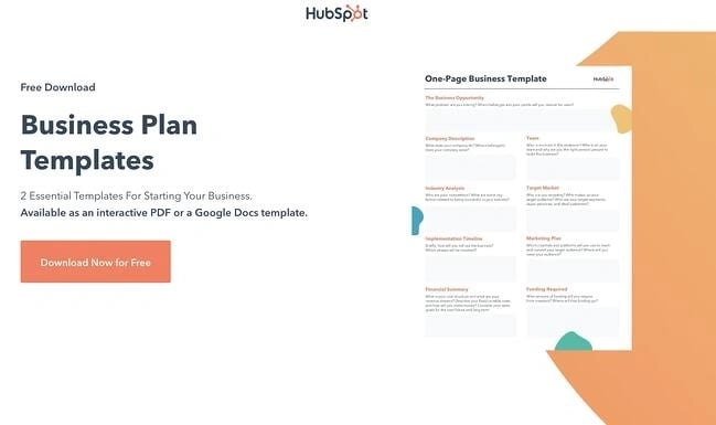 샘플 사업 계획: hubspot 무료 편집 가능한 pdf