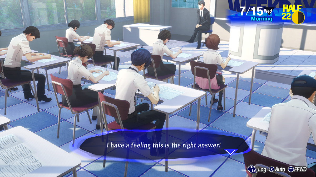 The Persona 3 Reload protagonist takes an exam