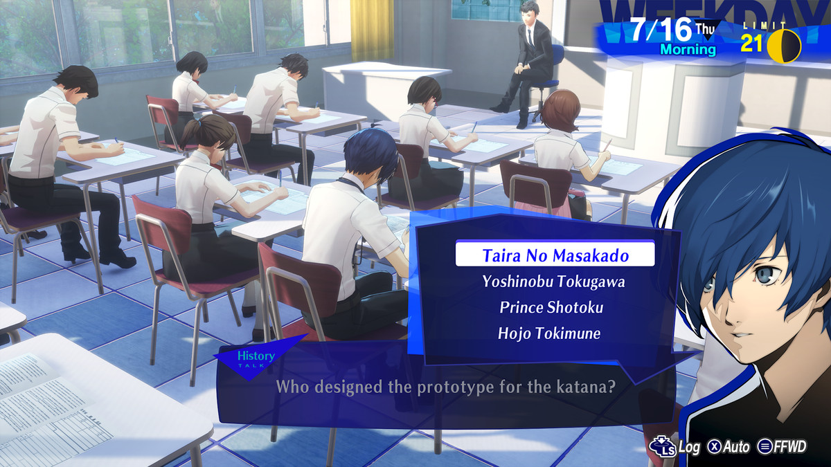 The Persona 3 Reload protagonist takes an exam