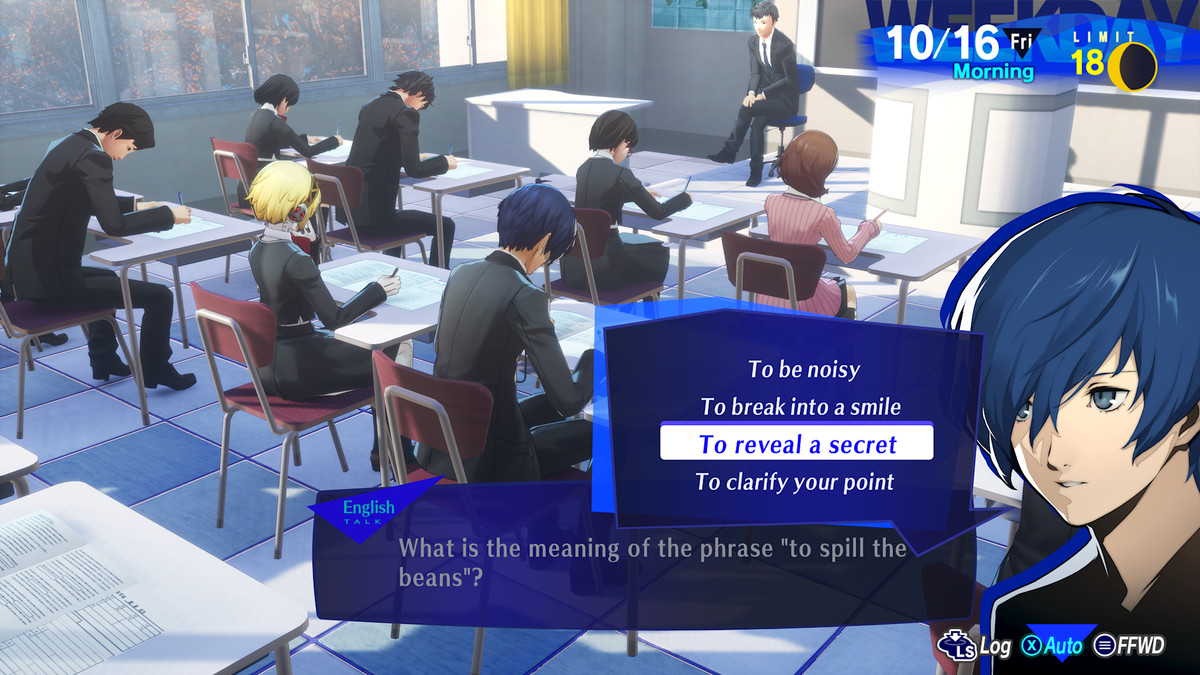 De hoofdrolspeler van Persona 3 Reload legt een examen af