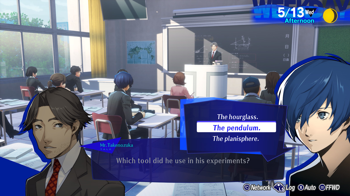 Nhân vật chính của Persona 3 Reload trả lời câu hỏi trong lớp