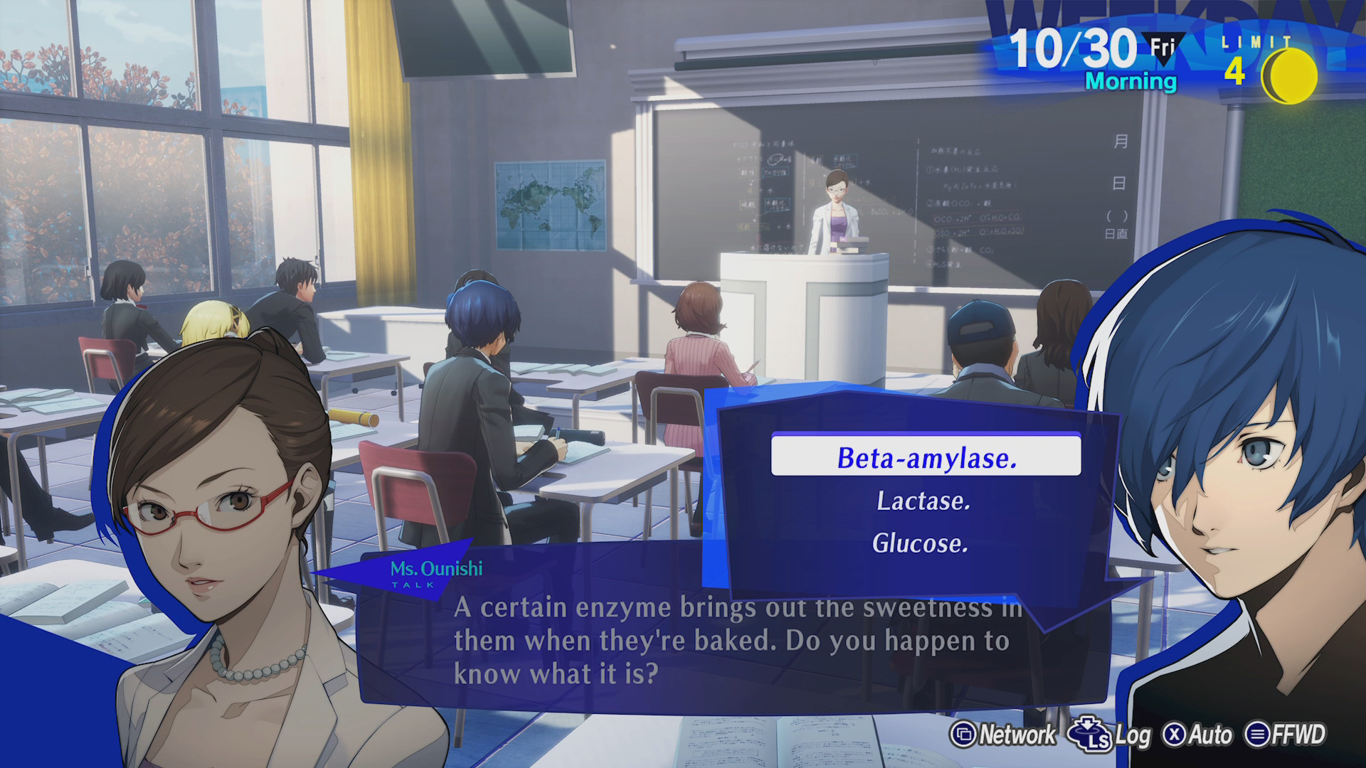 The Persona 3 Reload protagonist answers a classroom question