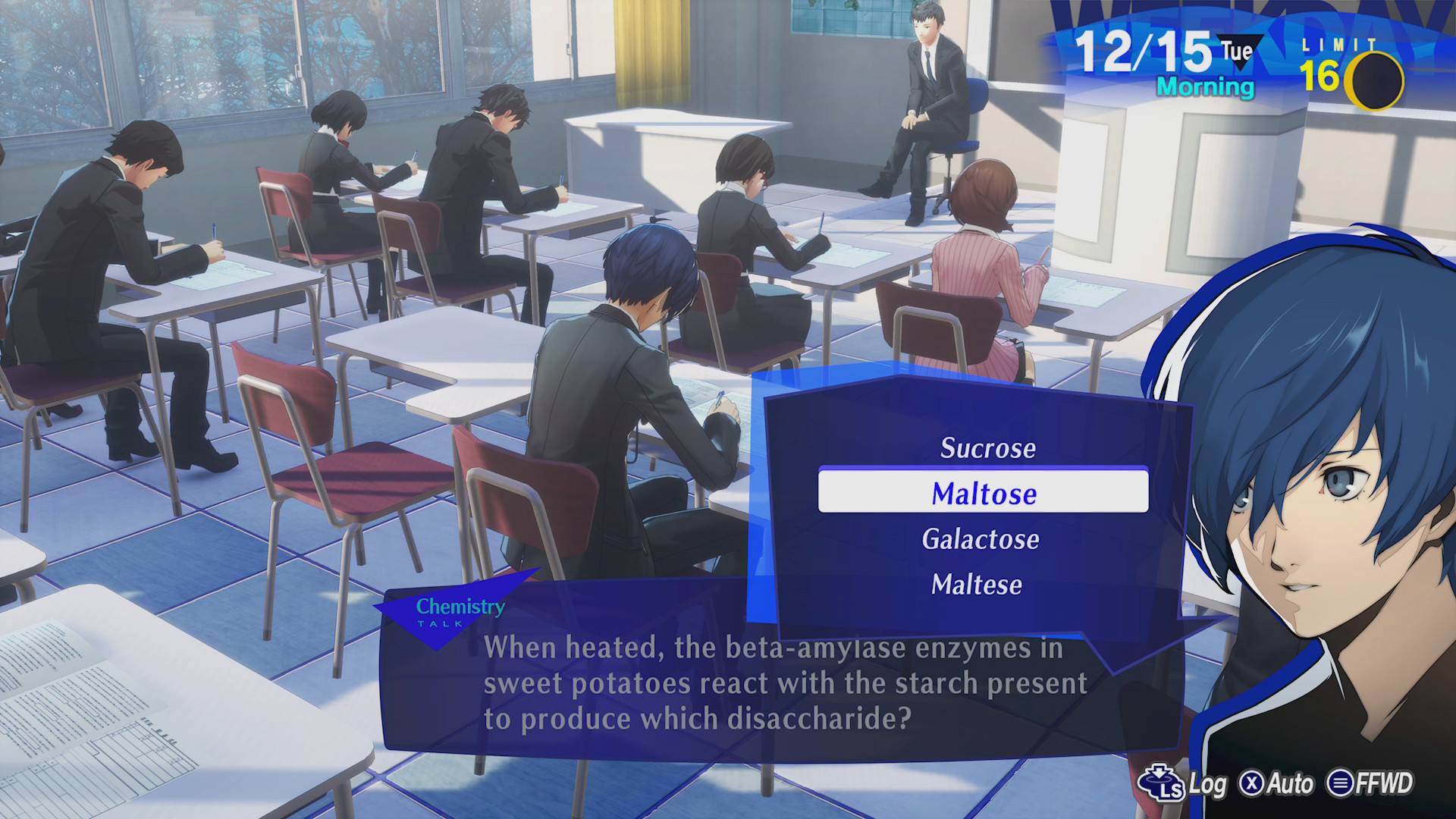 Huvudpersonen i Persona 3 Reload gör ett prov